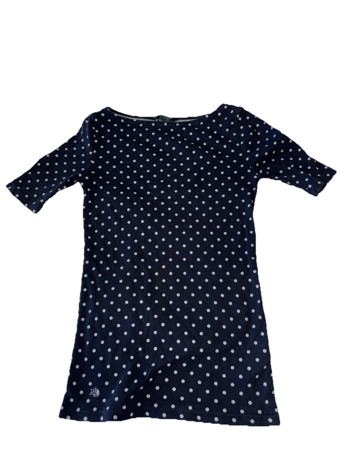 LAUREN Ralph Lauren Women's Top, Polka-Dot Shirt, Casual Cotton Stretch Blouse