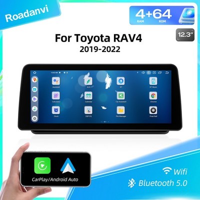 Roadanvi 12.3'' Car Radio for Toyota RAV4 2019-2022 Apple Carplay Android Auto