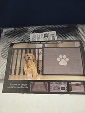 Portable Mesh Gate For Pets Dogs White WithBlack Paw Print Travel Gate Dog Gate