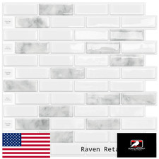DEWOO 3D Marble Peel Stick Tile Backsplash for Kitchen Bathroom Wall Decor