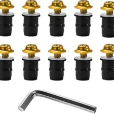 10 PCS Windshield Bolt Screw Kit, Aluminum Alloy Mounting Bolt Screws, Gold