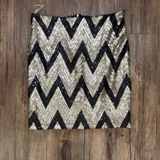 Francesca's Gold Black Chevron Sequin Pencil Skirt Holiday Party Chic Festive