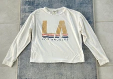 Dirtee Laundry women’s Long Sleeve ivory Tee Shirt (L) LOS ANGELES