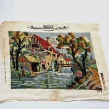 Vintage Margot Creations De Paris Needlepoint French Country Water Mill Complete