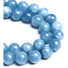 8MM 46PCS Blue Aquamarine Jade Loose Beads for Jewelry Making DIY Brac