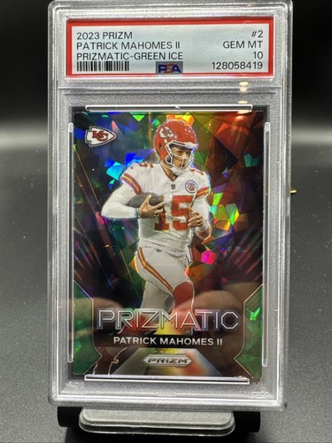 2023 Panini Prizm Football Patrick Mahomes Prizmatic Green Ice PSA 10 Chiefs