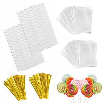 Lollipop Cake Pop Sticks Wrappers Bags Twist Ties Candy Making Tools 600 PCS