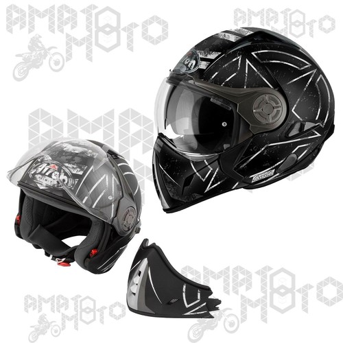 CASCO AIROH CON MENTONIERA REMOVIBILE J106 COMMAND NERO OPACO CON STELLA |  eBay