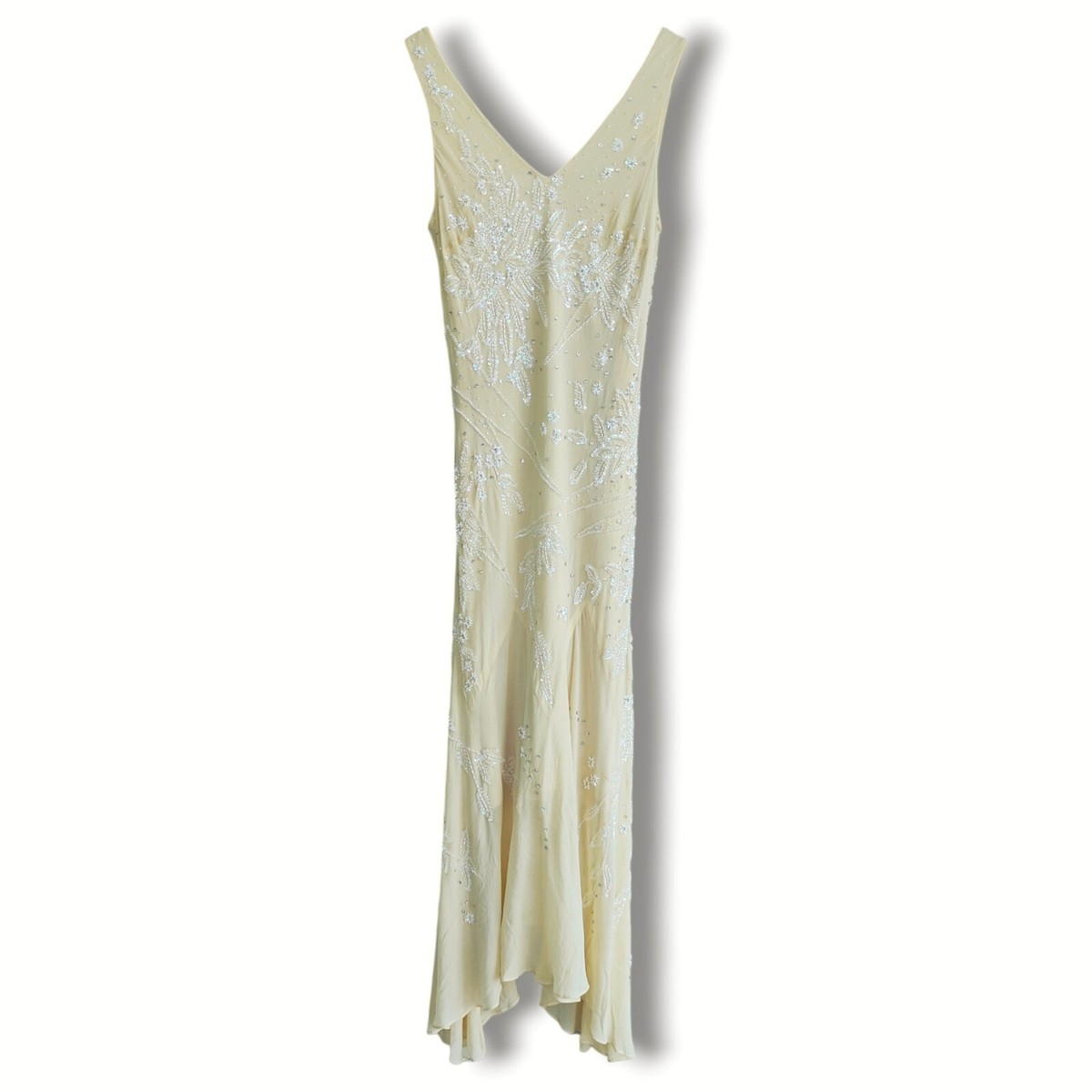 Vintage Sue Wong Nocturne Beige Nude Pearlescent Beaded Silk Vintage Sue Wong Nocturne Beige Nude Pearlescent Beaded Silk