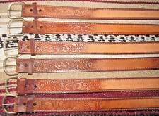 Vintage Western C M Co Tooled Embossed Leather Belts 6 pc Size 28 NEW