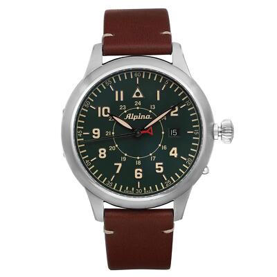 ジン　グリュンダーブラント Alpina Pilot Heritage Startimer 44mm Steel Green Dial Watch AL