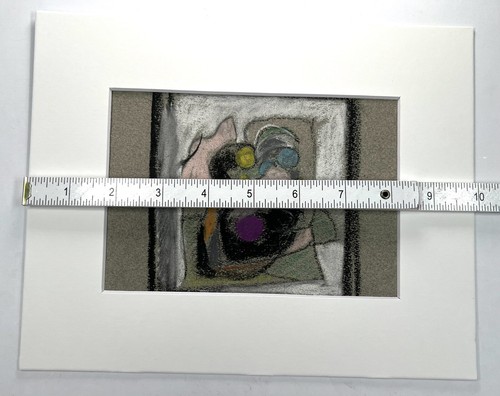 Vtg Abstract Impressionism Pastel Drawing 8x10” Duck Penguin Wearing Glasses Art - Picture 8 of 10
