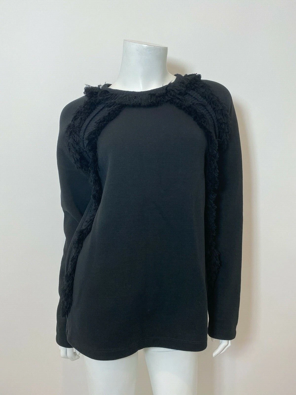 Lanvin — Lanvin 2015 Fringe Sweatshirt in Black Size FR 40