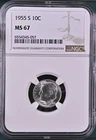 1955-S 10C Roosevelt Dime NGC MS67  6554345-057