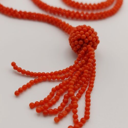 Adjustable Woven coral necklace, natural red coral, handmade, without clasp - Picture 2 of 7
