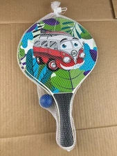 PS PromoShopInc "Catch the Wave" Wooden Paddle Ball Set Game Toy Sports