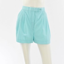 70s Vintage Seafoam Pleated High Waist Shorts Womens 8 2.5" Inseam