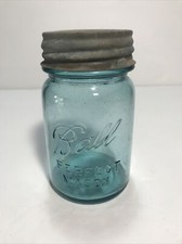 Vintage 1923-1933 BALL PERFECT MASON BLUE PINT Canning Jar-Mold #3 W/Zinc Lid