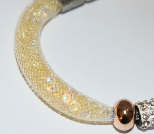 Stardust Crystal Mesh Swarovski Elements Slide Pave Charm Magnetic 8.5" Bracelet - Picture 4 of 5
