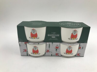 Ciroa Ceramic 4in Christmas Polar Bear Ramekin Set of 4 BB01B28030