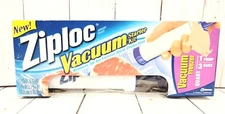 Ziploc Vacuum Starter Kit 1 Hand Pump 3 Freezer Quart Bags NOS DISCONTINUED