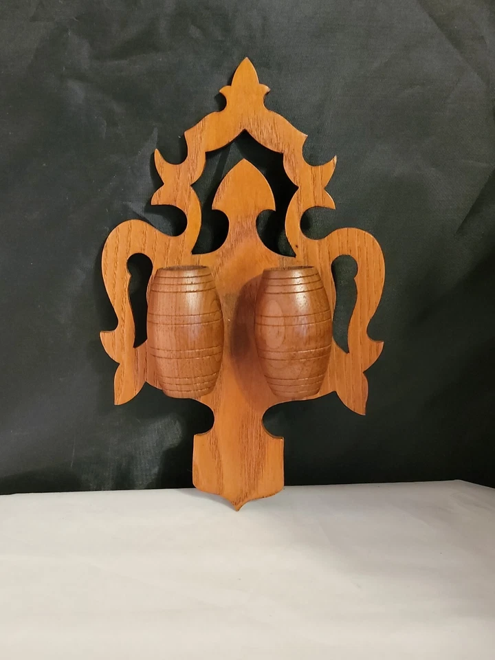 Antiguo soporte de doble fósforo victoriano de nogal soporte de variedad funciona Southbend IN Foto 2 de 4