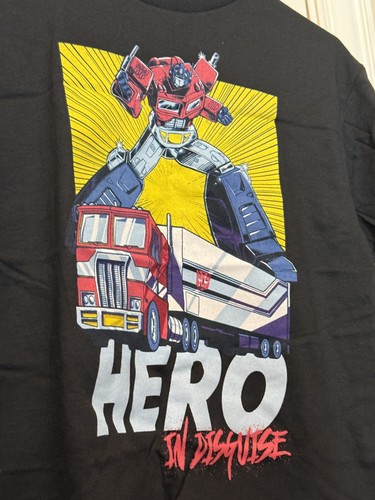 Transformers Optimus Prime Boys Youth Black T-Shirt 'Hero in Disguise' SZ 12/14 - Picture 2 of 5