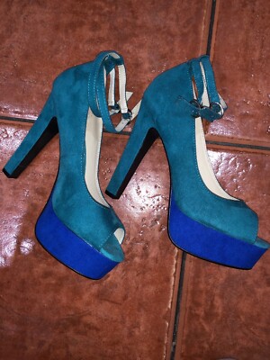 Women's Fearne Cotton Turquoise Blue suede look High heel