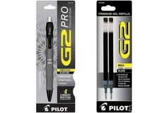 Pilot G2 Pro Gel Pen 0.7mm 1/PK Gray w/2-Bold 1.0mm Black Ink Refills Office