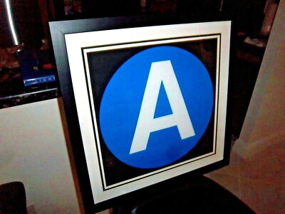 FRAMED MATTED NY NYC SUBWAY ROLL SIGN ROUTE ''A'' TRAIN IND 8th AVENUE NY HOME ART
