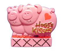 American Greetings PIN Valentines Vintage PIG Hogs & Kisses w Heart 1984 Brooch