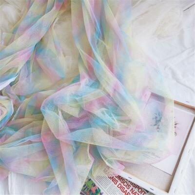 Rainbow Gradient Tulle Glitter Tulle Mesh Net Fabri DIY Tutu Bridal Veil Decor