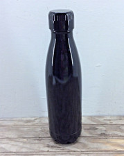 17 Oz Double Insulated Stainless Steel Water Bottle Screw-On Lid Glossy Black