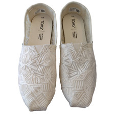 Toms NWOT Natural Geo Lace Fabric Boho Alpargata 3.0 Slip-On Shoes Women's 8