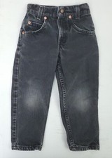 Vintage 90s Little Levi's 550 Orange Tab Size 4 Black Denim Relaxed Fit Jeans
