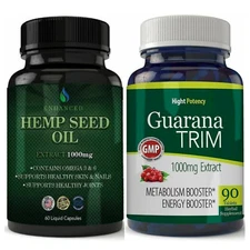 Hemp Seed Healthy Skin Nails Joints Pills Guarana Trim Energy Booster Supplement