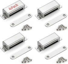 Cabinet Door Magnets, 60 Lbs Strong Magnetic Catch, Heavy Duty, 4 Pack, Silver