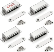 Cabinet Door Magnets, 60 Lbs Strong Magnetic Catch, Heavy Duty, 4 Pack, Silver