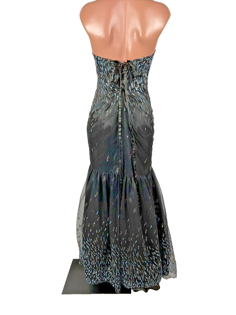 Jessica McClintock Dress Women's Black Mermaid Glitter Tulle 90's Y2K  Vintage 6 | eBay