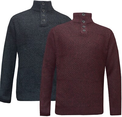 Mens Plain Knitted Pullover Jumper 
