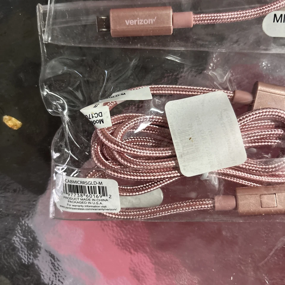 3X-Verizon Braided Pink microUSB Charge Data Cable w/LED for Samsung Galaxy - Image 2 of 2