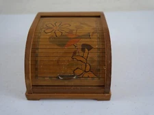 Vintage Asian Wooden Painted Tambour Door Novelty Cigarette Dispenser EC