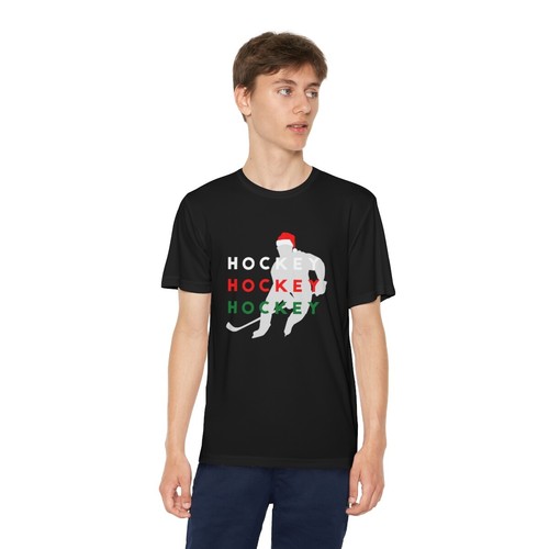 Ho,Ho,Hockey Christmas Youth T-Shirt - Picture 4 of 9