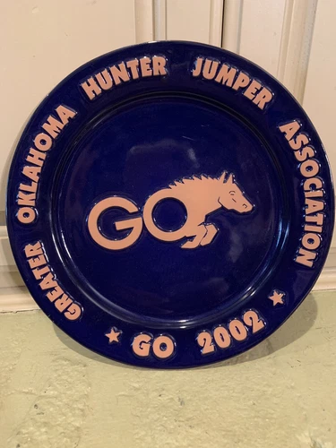 Frankoma 10.5” Greater Oklahoma Hunter Jumper Association Plate 2002 CW303 Blue