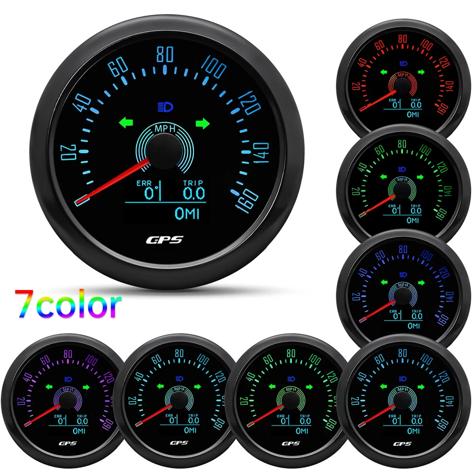 6 Gauge Set 85mm Boat GPS Speedometer 160MPH&Tacho 8000RPM Gauge with Sensor - Image 2 of 4