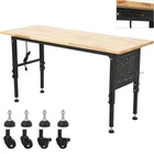 Height Adjustable Workbench with Wheels 48" x 24" 2000 Lbs Power Outlets Black