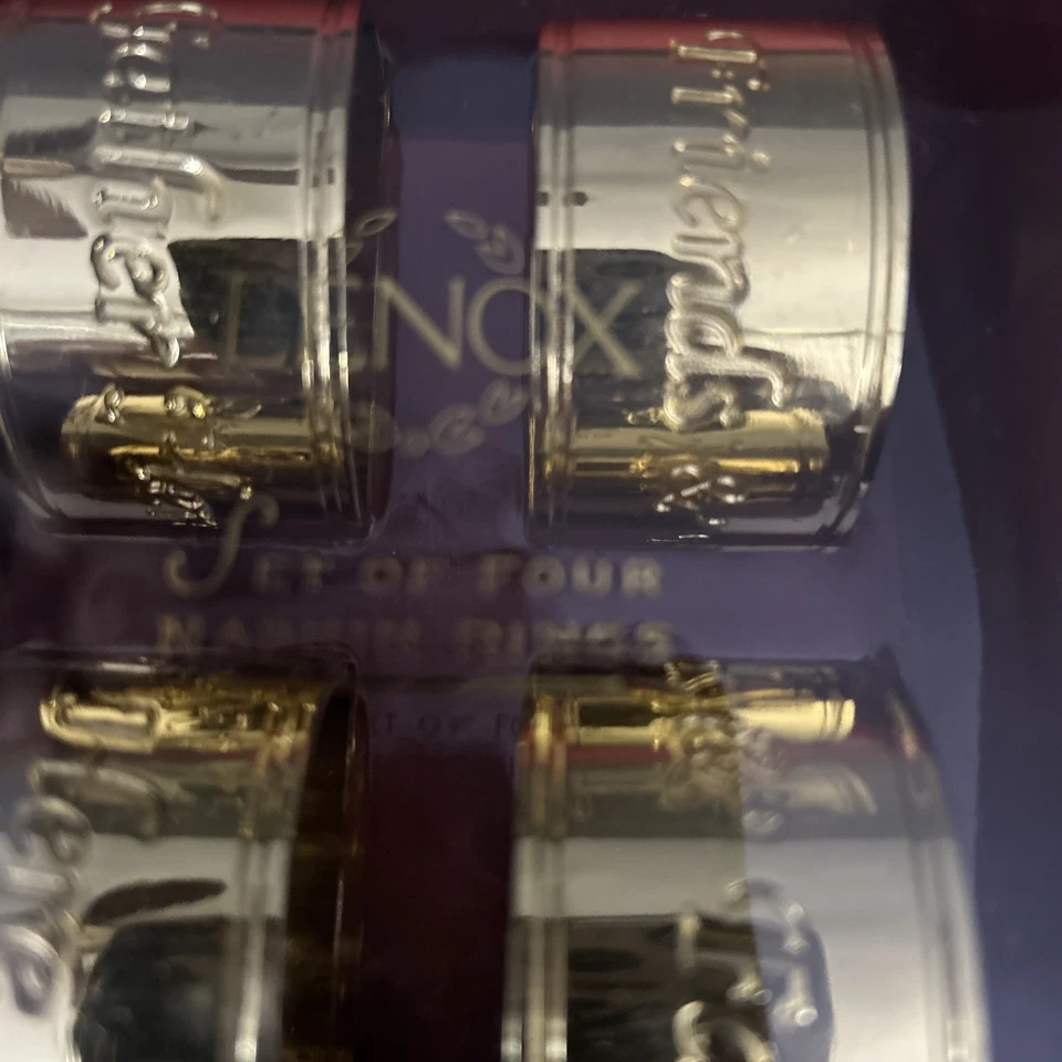 Lenox 2 cajas de 4 servilleteros #7347 Sentiments chapado en oro nuevo en caja Foto 2 de 4