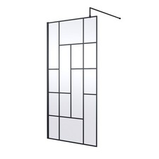 Image of Hudson Reed Abstract Matt Black 1000mm x 1950mm Framed Wetroom Shower Screen wit