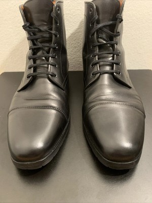 Wolf & Shepherd Cap Toe Boots Black Full-Grain Leather Men Sz 11