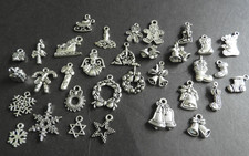 Charms Christmas Holiday Themed Silver Tone Mixed Lot of 33 Crafts Jewelry